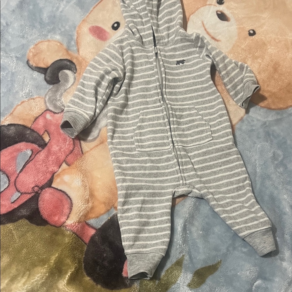 Carter's Gray and White Striped Footie